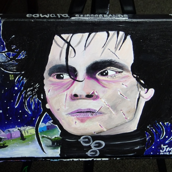 12"×16" Edward Scissorhands hand painted single piece canvas Original gothic emo - Picture 3 of 7